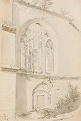 Conrad Geyer, Klosterruine Gnadenberg (Oberpfalz), 1849, Pencil drawing