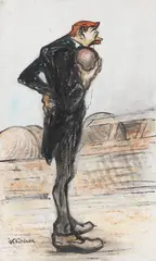 Josef Futterer, 2 Pendants: Beim Bowlen, Ca. 1911, Brush and India ink drawing