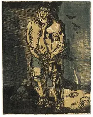 LR by Georg Baselitz, 1966, Woodcut in colors, sold Dec 2013