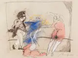 Alfred Hrdlicka, Dreimäderlhaus II, 1982, Colored chalk
