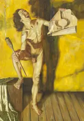 Diogenes by Aris Kalaizis, 1995, Oil on fibreboard, sold Dec 2013