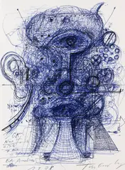Jean Tinguely, Cyclop, 1978, Ball-point drawing