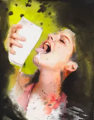 Martin Eder, Head, 2002, Watercolor