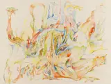 Bernard Schultze, "gespreitzt", 1969, Colored crayon drawing