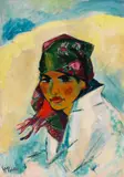 Max Pechstein, Lotte mit Kopftuch, 1919, Oil on canvas