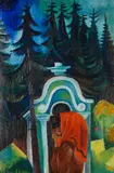 Conrad Felixmüller, Waldkapelle - betende Bäuerin (Böhmen), 1924, Oil on canvas