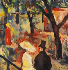 Wilhelm Thöny, Spaziergänger im Park, 1922, Oil on paper
