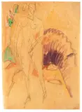 Stehender Akt - Stehende vor Gebüsch by Ernst Ludwig Kirchner, 1912, Pencil, sold Dec 2013