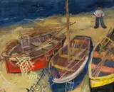 Felix Nussbaum, Fischerboote am Strand, 1929, Oil on canvas
