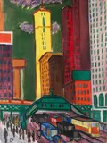 Ernst Geitlinger, New Yorker Straßenszene mit gelbem Hochhaus, 1926, Oil on canvas