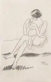 Max Pechstein, Beim Trägerknöpfen, 1914, Pencil drawing
