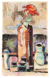Flasche und Zinnie (Rote Blume im Krug) by Karl Schmidt-Rottluff, 1938, Colored chalk, sold Dec 2013