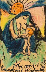 Mutter mit Kind by Max Pechstein, 1914, Chalk drawing, sold Dec 2013