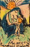 Max Pechstein, Mutter mit Kind, 1914, Chalk drawing