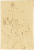 Hockender Akt und sitzende Dame by Ernst Ludwig Kirchner, 1915, Pen and India ink drawing, sold Dec 2013