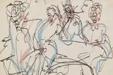 Bordellszene by Ernst Ludwig Kirchner, 1916, Pen and India ink drawing, sold Dec 2013