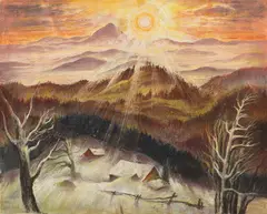 Albert Birkle, Wintersonne im Bayrischen Wald, 1929, Pastel