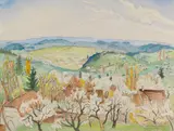 Erich Heckel, Schwäbische Landschaft im Frühling, 1944, Watercolor