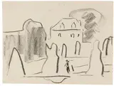 Blick auf das Palais im Großen Garten in Dresden by Ernst Ludwig Kirchner, 1909, Charcoal drawing, sold Dec 2013