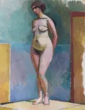Rudolf Levy, Stehender weiblicher Akt im Atelier, 1910, Oil on canvas