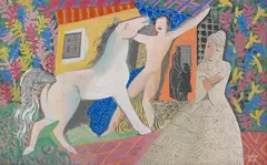 Béla Kádár, Braut und Rossbändiger, 1930, Gouache
