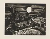 Landschaft im Mondschein by Karl Schmidt-Rottluff, 1927, Woodcut, sold Dec 2013