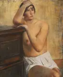 Willy Jaeckel, Sitzender weiblicher Akt, 1928, Pastel