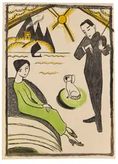Gabriele Münter, Plakat für die Gabriele Münter-Ausstellung Kopenhagen, 1918, Lithograph in colors
