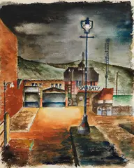 Häuser bei Nacht by Carl Grossberg, 1922, Watercolor, sold Dec 2013