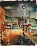 Häuser bei Nacht by Carl Grossberg, 1922, Watercolor, sold Dec 2013
