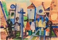 Prozession by Eduard Bargheer, 1950, Watercolor, sold Dec 2013