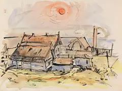 Schwimmer Max, Gutshof, 1932, Watercolor