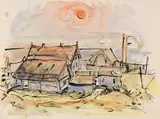 Schwimmer Max, Gutshof, 1932, Watercolor