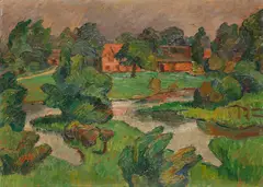Paul Wassily, Fischerhude - Gewitterstimmung, 1921, Oil on cardboard