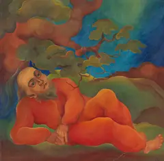 Christian Arnold, Alter im Wald, 1924, Oil on cardboard