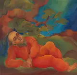 Christian Arnold, Alter im Wald, 1924, Oil on cardboard