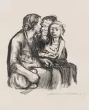 Käthe Kollwitz, Zwei schwatzende Frauen mit zwei Kindern