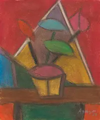 Rudolf Ausleger, Blumentopf, 1928, Pastel