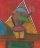 Rudolf Ausleger, Blumentopf, 1928, Pastel