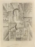 Paul Fuhrmann, Bahnhofskiosk, 1925, Pencil drawing