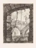 Blatt IV der vierzehnteiligen Folge der "Invenzioni Capric di Carceri" (The Grand Piazza) by Giovanni Battista Piranesi, 1749, Etching, sold Nov 2013