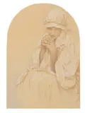 Alphonse Mucha, Porträt einer jungen Frau, 1925, Chalks