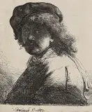 Selbstbildnis mit der Schärpe um den Hals by Rembrandt Harmensz van Rijn, 1633, Etching, sold Nov 2013