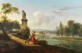 Pierre Antoine Marchais, Klassizistische Flusslandschaft mit junger Mutter, 1785, Oil on canvas