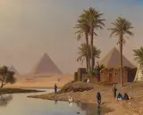 Michael Haubtmann, Die Pyramiden bei Gizeh, 1880, Oil on canvas