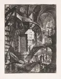 Blatt III der sechzehnteiligen Folge der "Carceri d'Invenzione" (The Round Tower) by Giovanni Battista Piranesi, 1749, Etching, sold Nov 2013