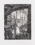 Blatt IV der sechzehnteiligen Folge der "Carceri d'Invenzione" (The Grand Piazza) by Giovanni Battista Piranesi, 1749, Etching, sold Nov 2013