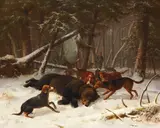 Wilhelm Reinhardt, Bärenjagd, 1858, Oil on canvas