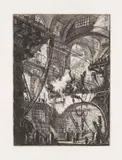 Giovanni Battista Piranesi, Blatt VI der sechzehnteiligen Folge der "Carceri d'Invenzione" (The Smoking Fire)