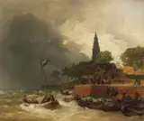 Andreas Achenbach, Holländischer Hafen bei Sturm